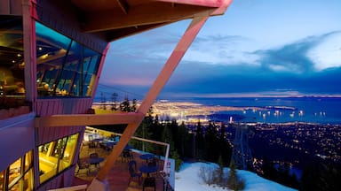 Grouse Mountain featuring night scenes, a city and views