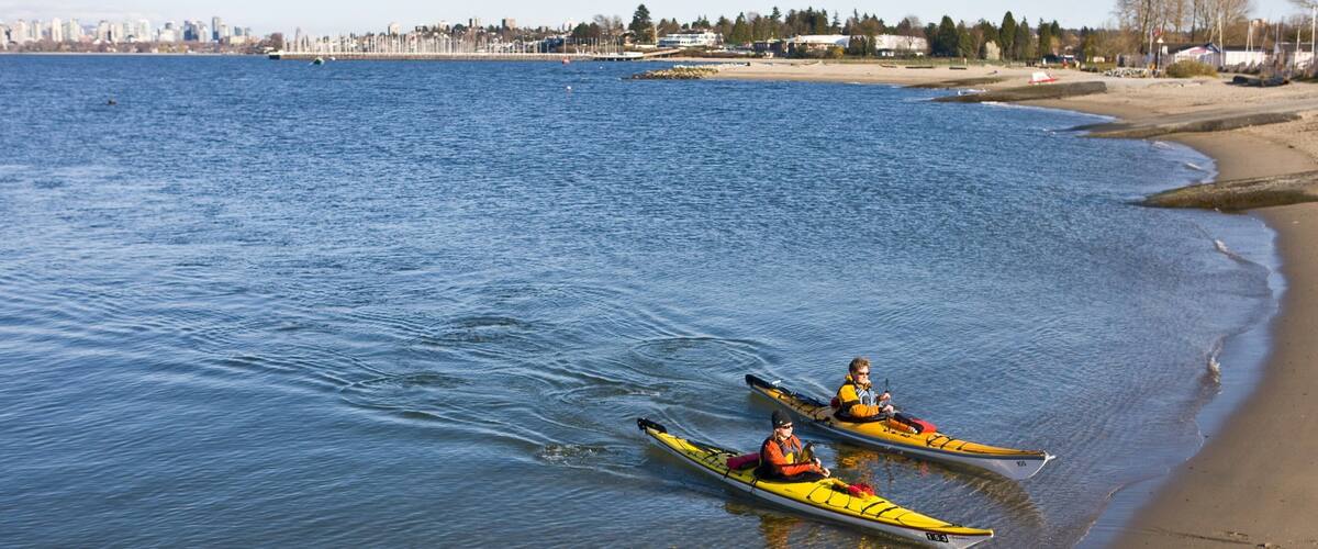 Jericho Beach featuring a bay or harbor, kayaking or canoeing and a sandy beach