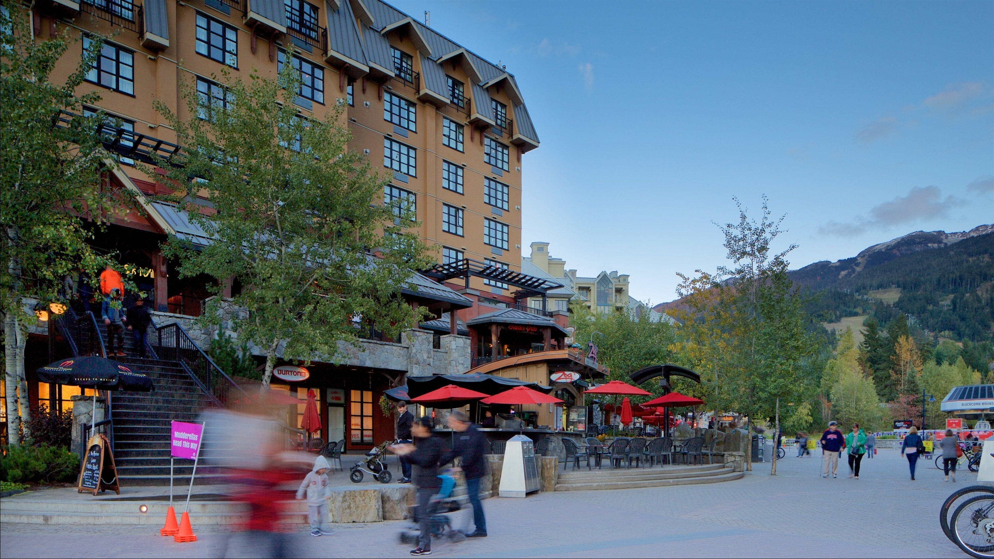 Whistler Blackcomb Ski Resort which includes a square or plaza and a luxury hotel or resort