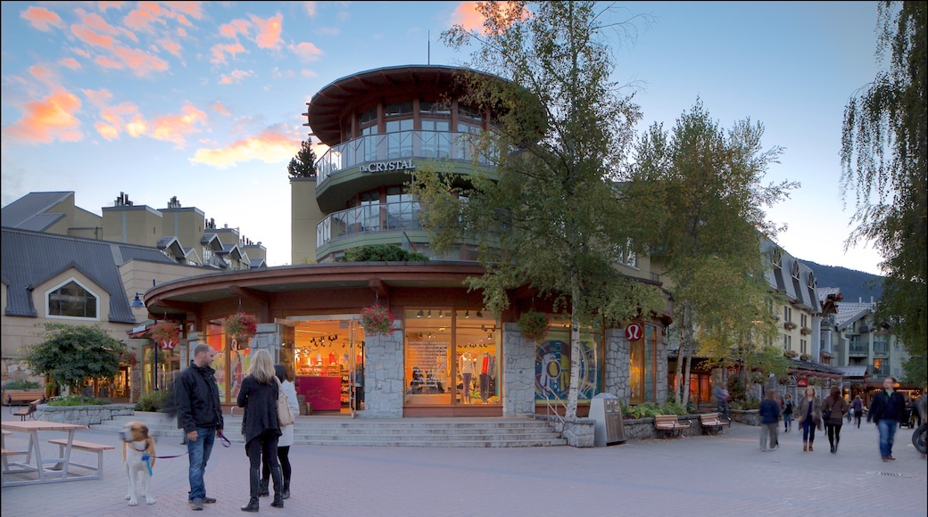 Whistler Blackcomb Ski Resort featuring a luxury hotel or resort, a square or plaza and a sunset