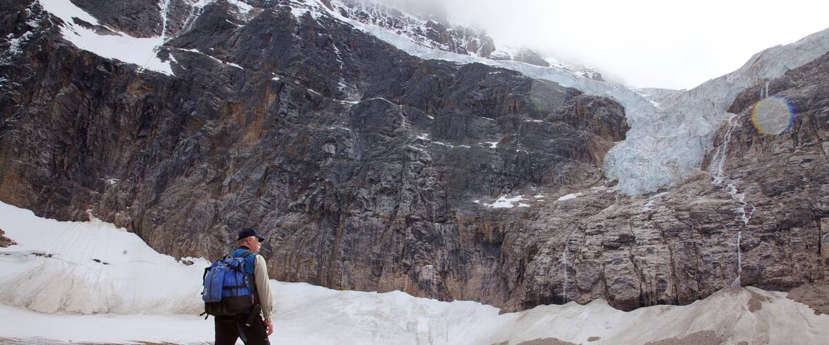 Mount Edith Cavell which includes landscape views, mountains and hiking or walking