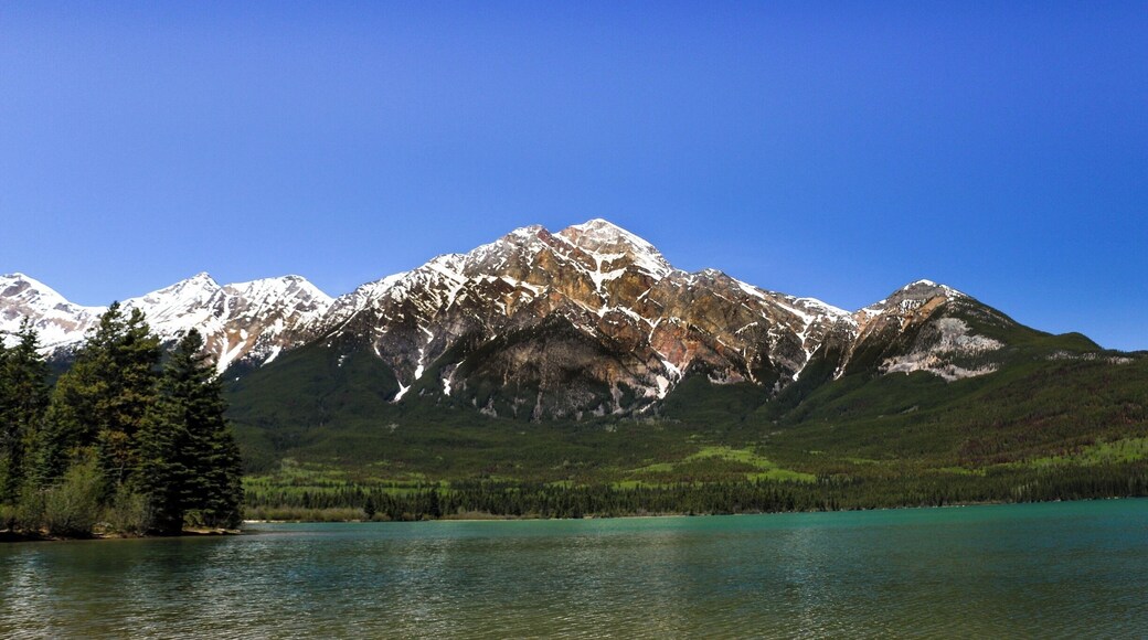 Jasper National Park is in my opinion, one of the greatest treasures in Canada. I spent many vacations here in my younger years, and frequented until just a few months prior to this journey. This is Pyramid Mountain, a few short minutes from town by car, or around 30 minutes by bicycle (uphill). I prefer to ride up, and take a dip in the cool, clear water of the lake, before taking the single-track mountain bike trails back into the town.