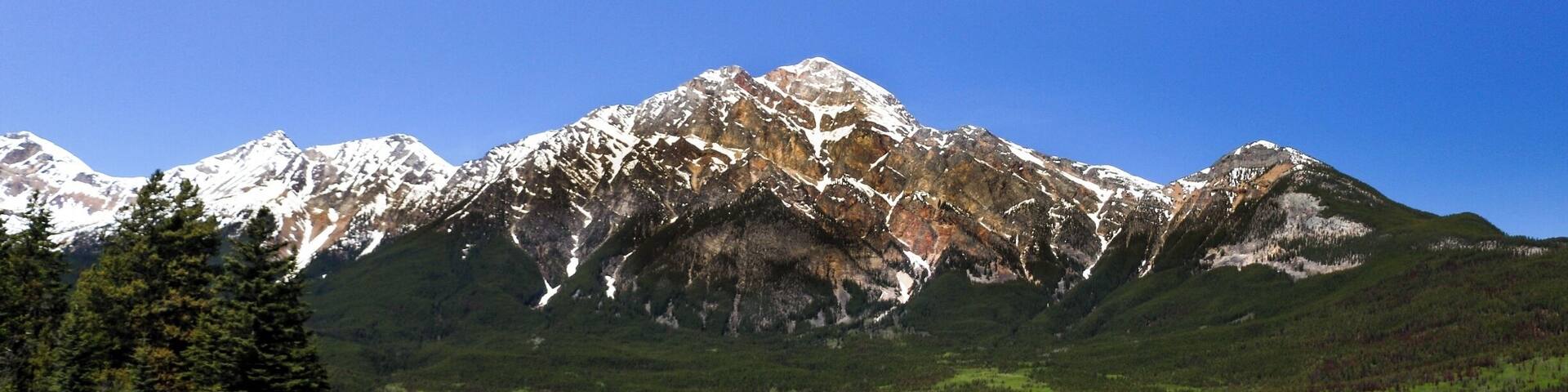 Jasper National Park is in my opinion, one of the greatest treasures in Canada. I spent many vacations here in my younger years, and frequented until just a few months prior to this journey. This is Pyramid Mountain, a few short minutes from town by car, or around 30 minutes by bicycle (uphill). I prefer to ride up, and take a dip in the cool, clear water of the lake, before taking the single-track mountain bike trails back into the town.