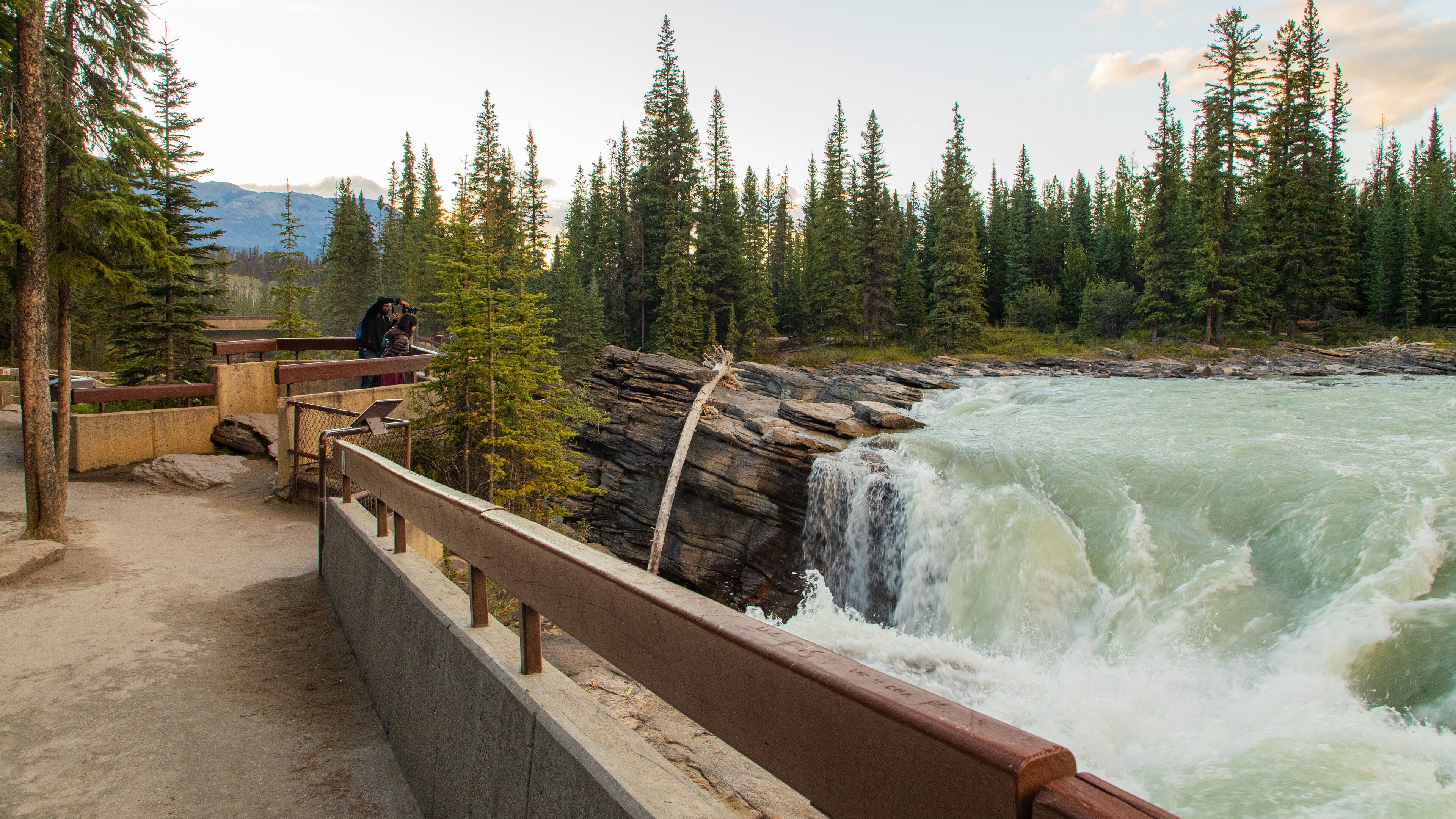 Athabasca Falls which includes rapids and a river or creek