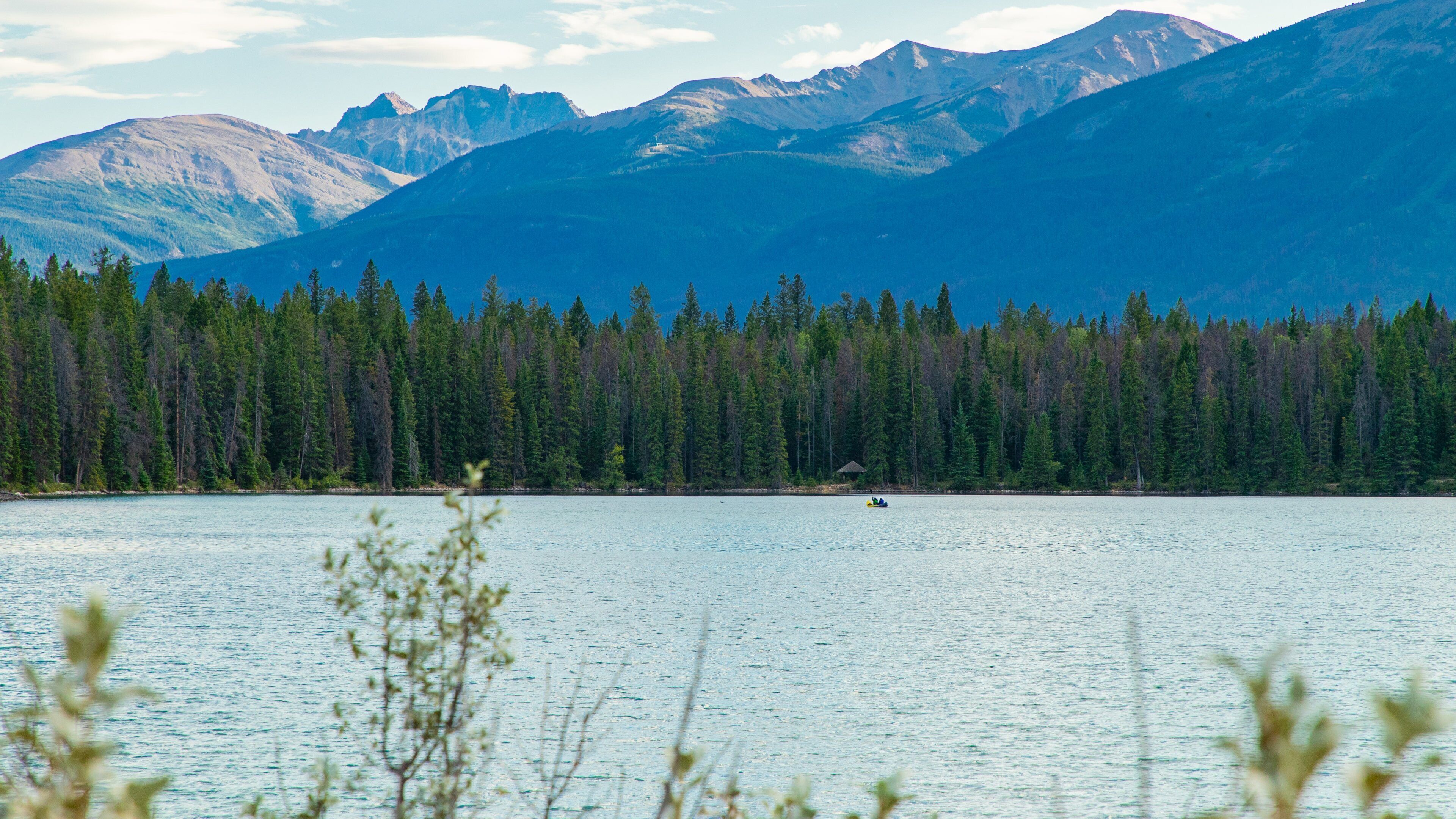 Lake Annette showing mountains and a lake or waterhole