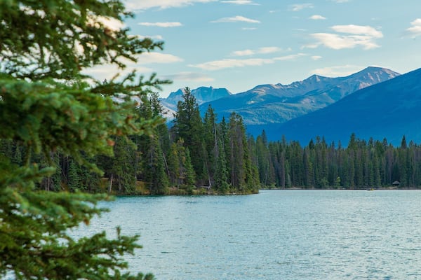 Lake Annette which includes a lake or waterhole and mountains
