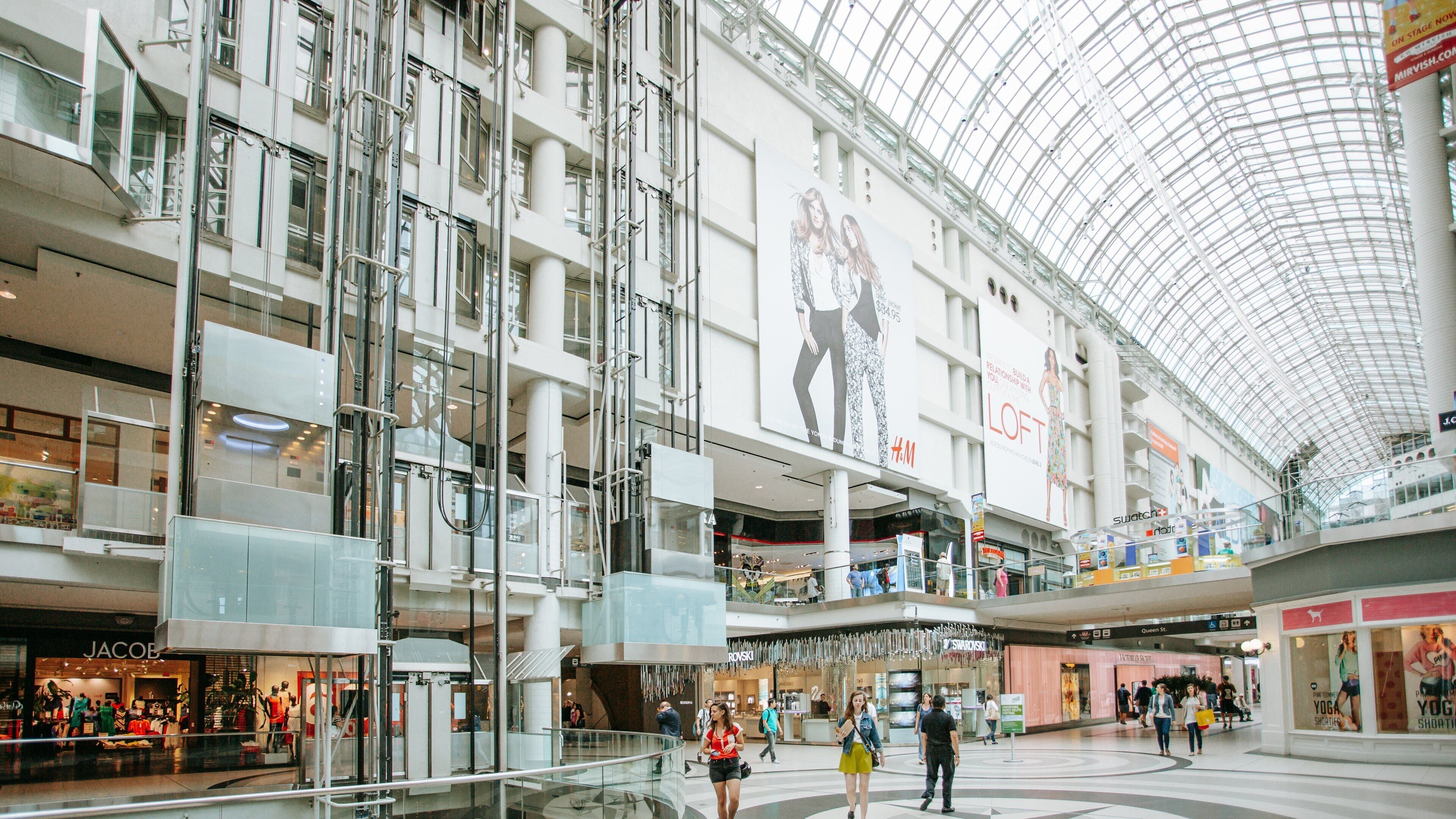 CF Toronto Eaton Centre which includes shopping and interior views