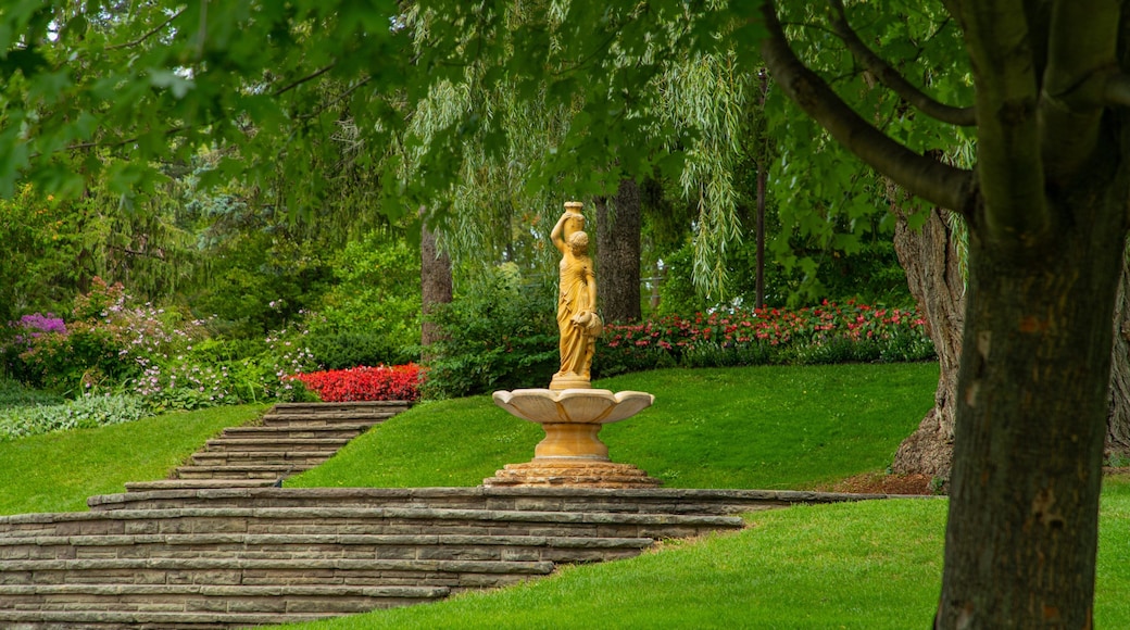 Edward Gardens showing a fountain and a garden