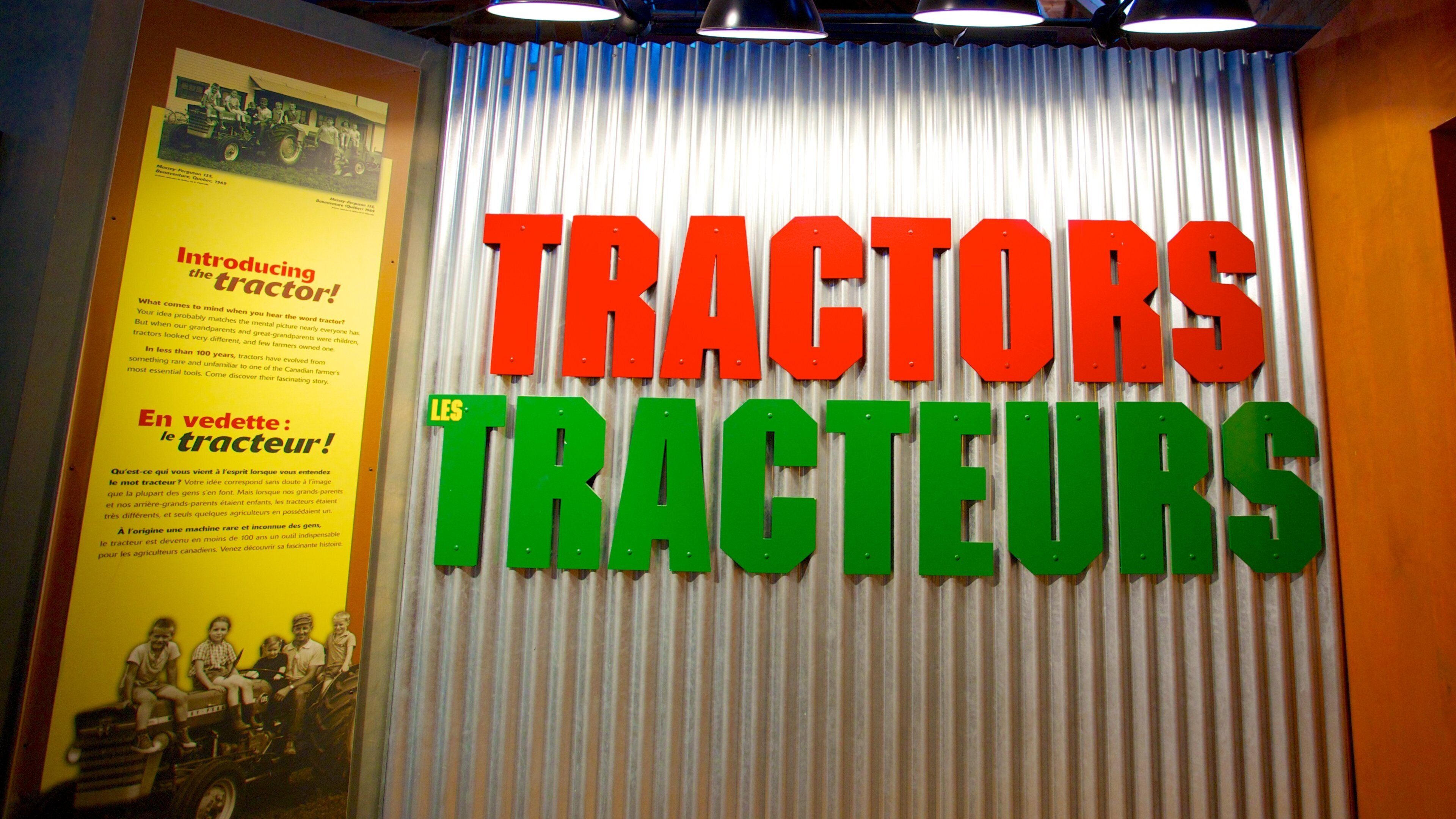 Museo de la Agricultura y la Alimentación de Canadá mostrando señalización y vistas de interior