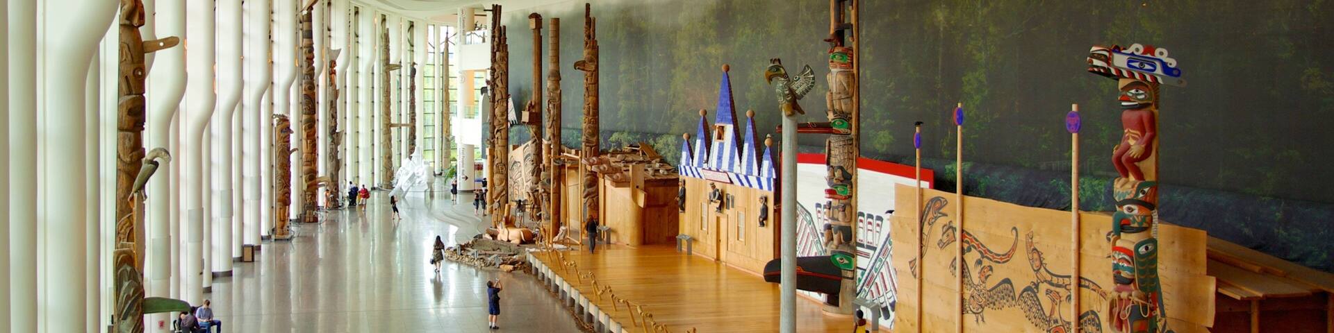 Canadian Museum of History which includes interior views as well as a large group of people