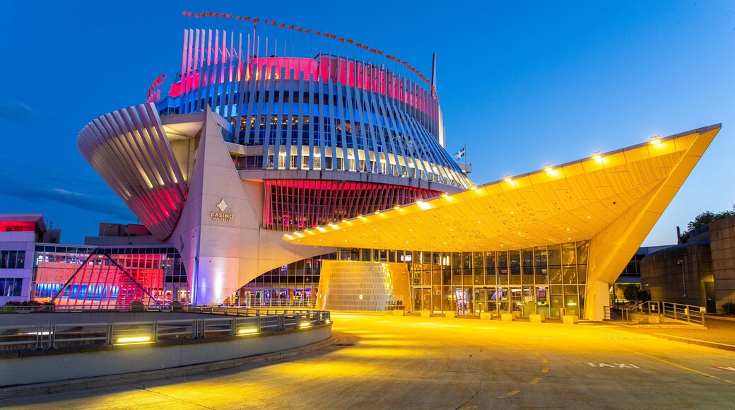 Montreal Casino featuring modern architecture and night scenes
