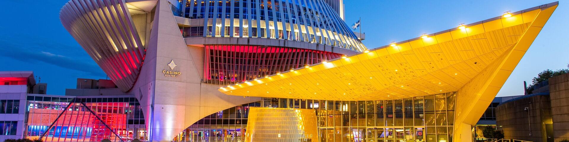 Montreal Casino featuring modern architecture and night scenes