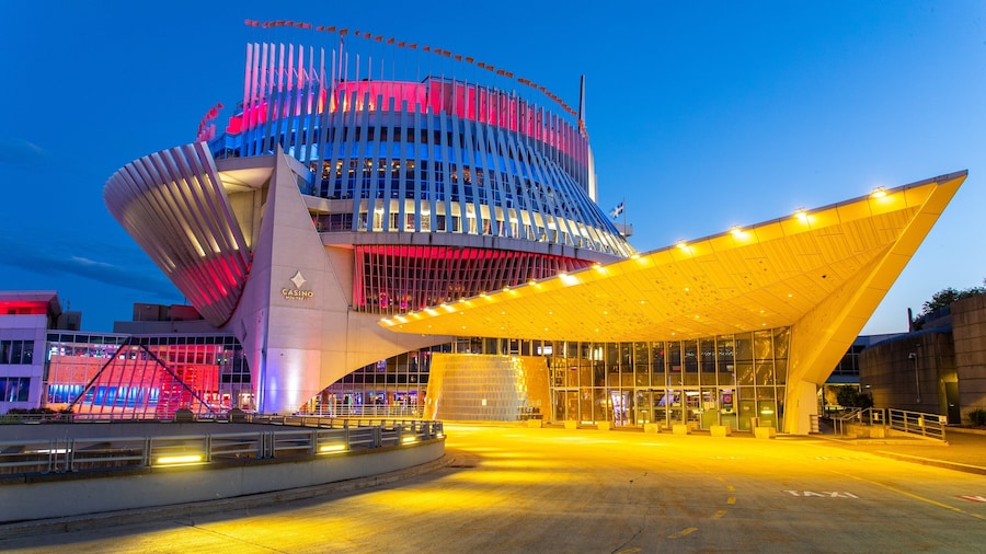 Montreal Casino featuring modern architecture and night scenes