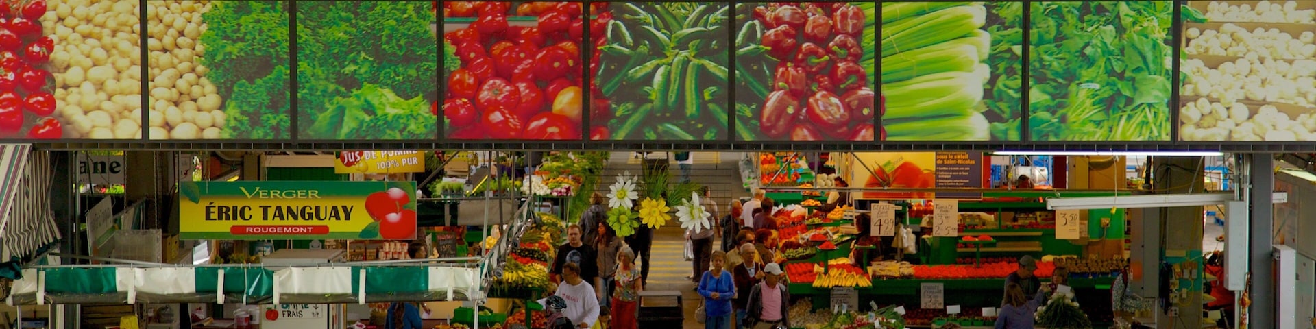 Marché Jean-Talon qui includes shopping, signalisation et ville
