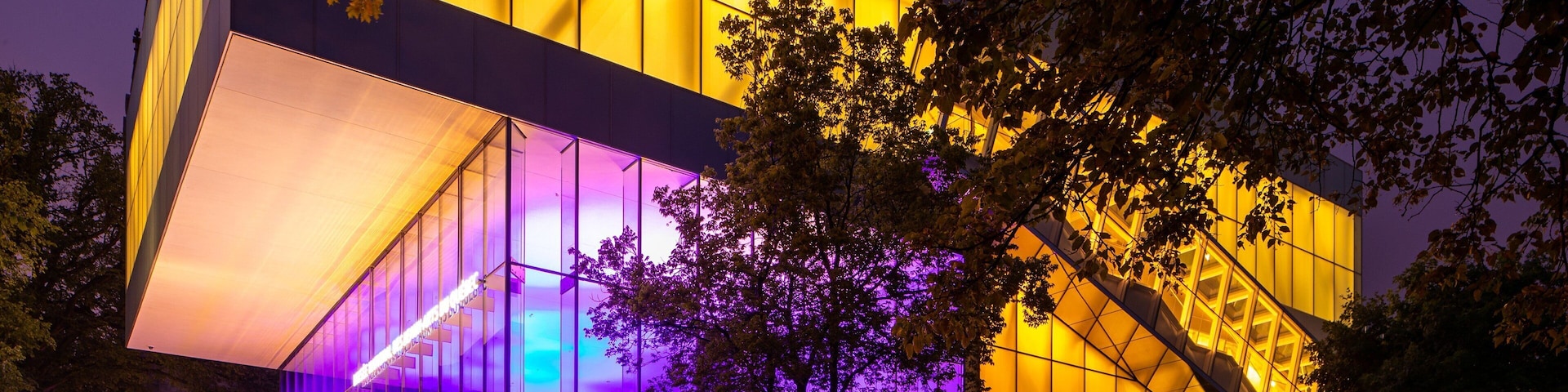 Quebec National Museum of Fine Arts featuring night scenes and modern architecture