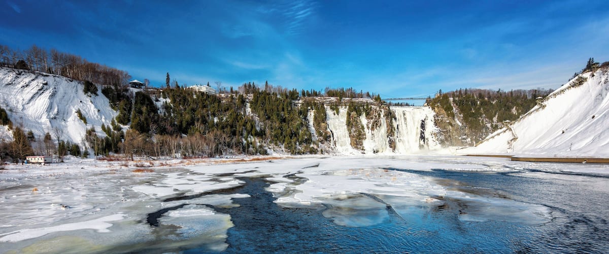 Montmorency Falls is without a doubt one of the most eye catching natural wonders in the Québec City area. Stretching upwards a spectacular 83 meters—30 meters higher than Niagara Falls—it attracts thousands of visitors each year.