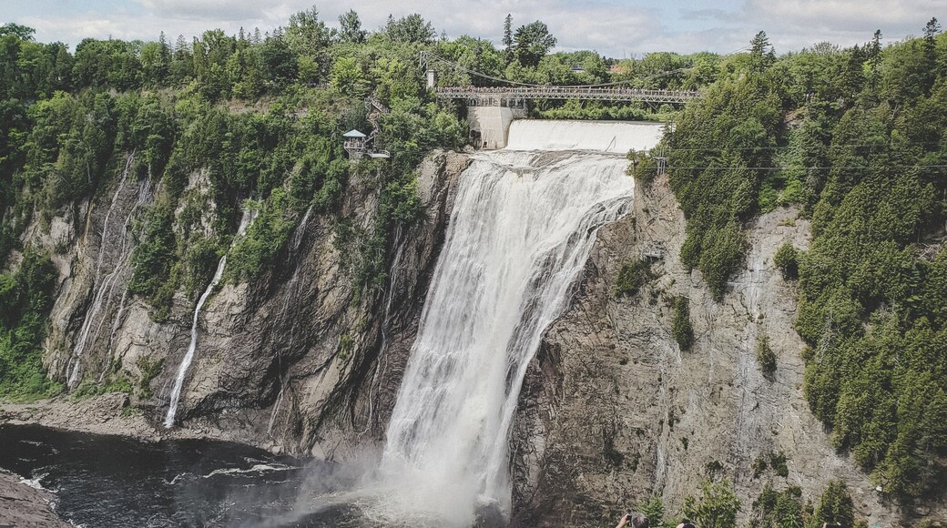 The last stop on this trip was a visit to Montmorrency Falls. While this was quite the site to see, if you don't go there at the crack of dawn during the summer months, you can expect to be one of thousands of people trying to shove their way through. So... leave early and wear comfortable shoes! The hike is fairly small (and not really a hike - more of a path) to get to the actual falls - but the stairs to climb down there are plenty. There is no entrance fee to get into the park, but there is a fee if you choose to do the zip-lining.