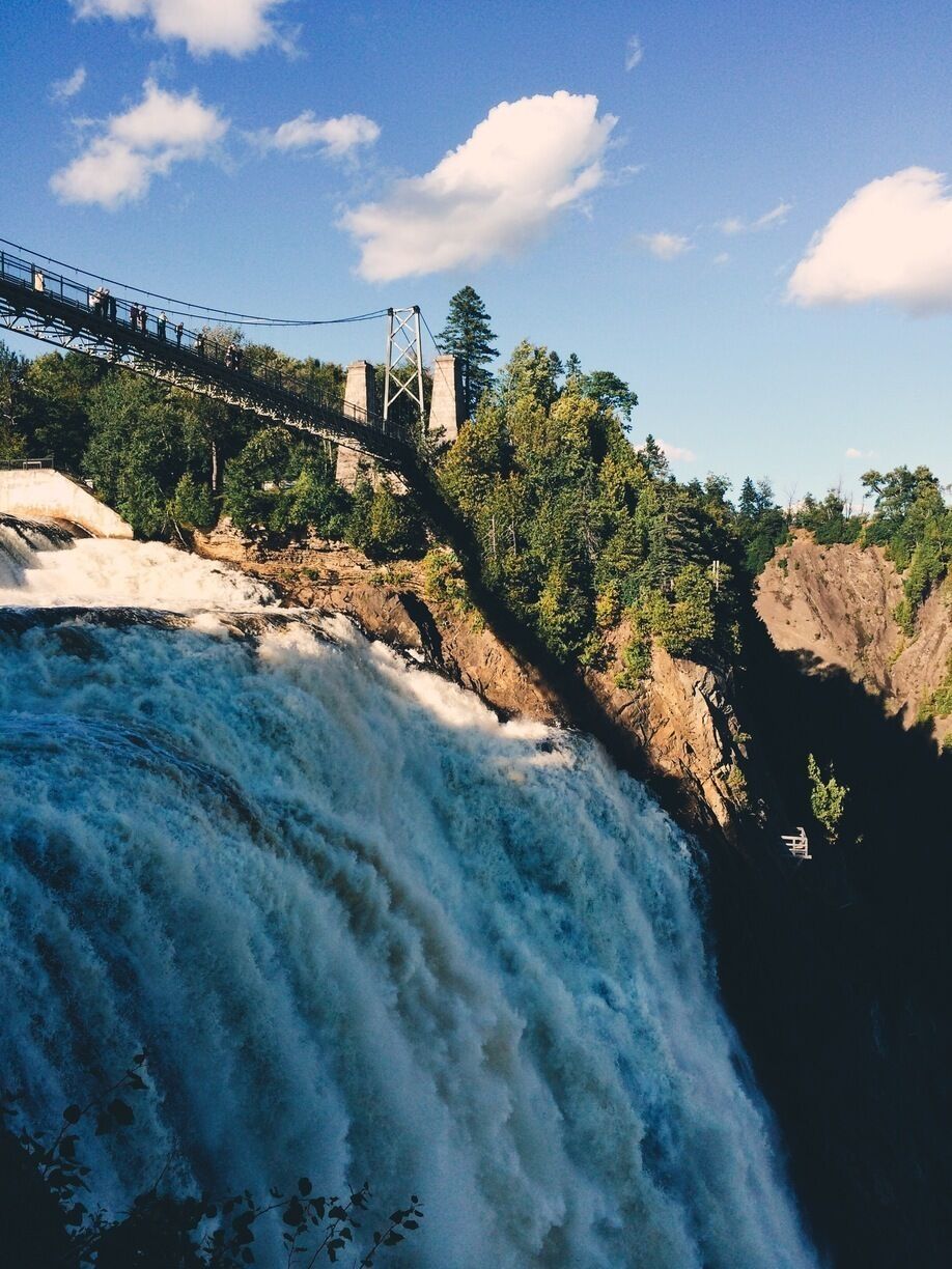 Le Chute Montmorency. 1/3 higher than Niagara Falls but not as wide. Impressive. Walk along the suspension bridge, take an aerial tram, or walk along the side on the staircases. #waterfall
