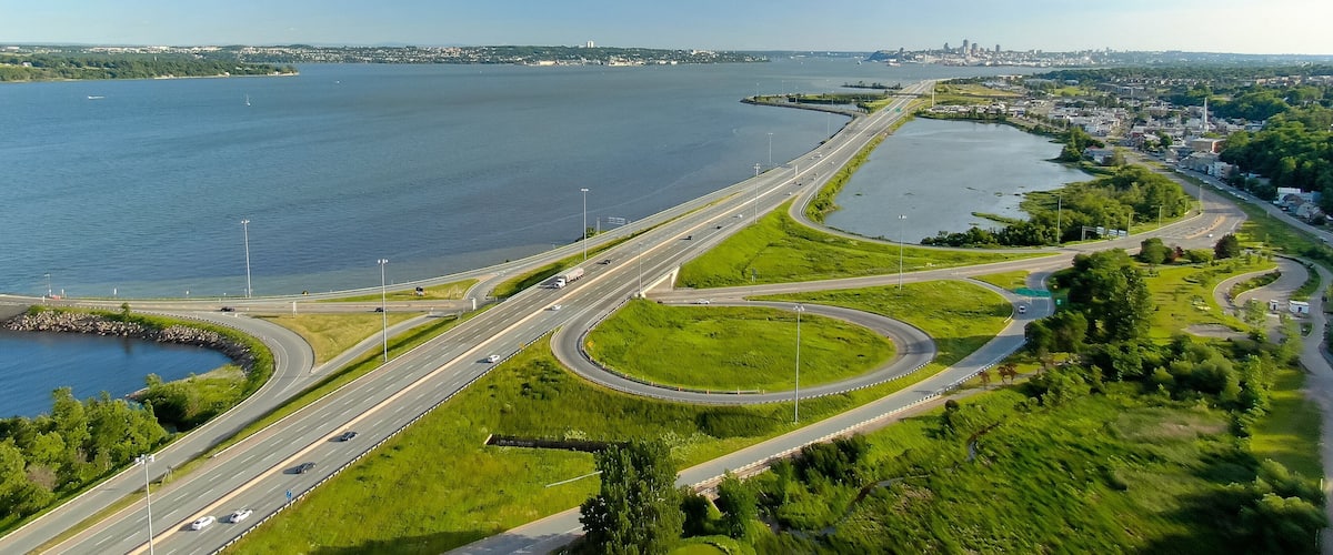 Montmorency Falls showing a river or creek and landscape views