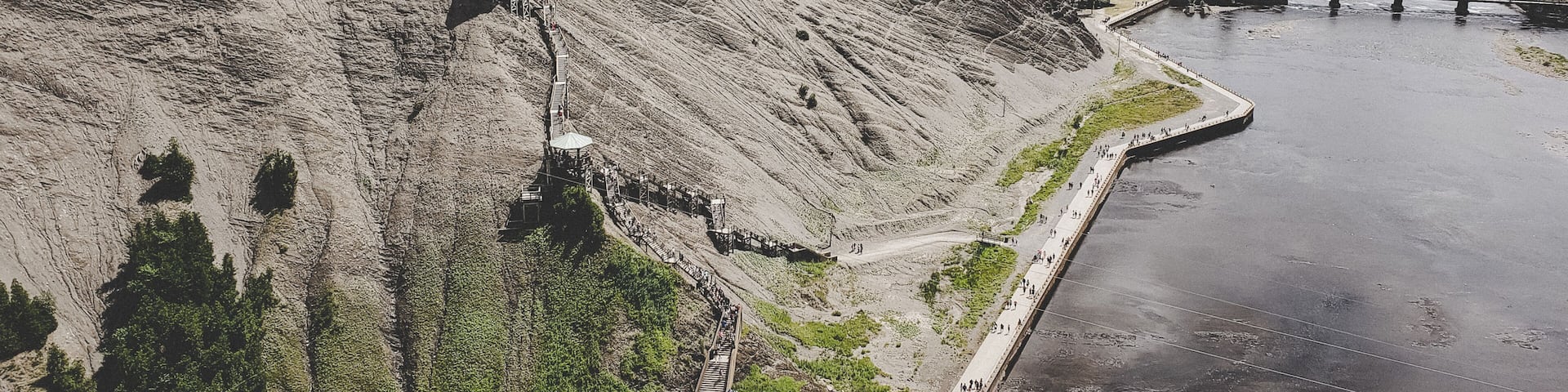The last stop on this trip was a visit to Montmorrency Falls. While this was quite the site to see, if you don't go there at the crack of dawn during the summer months, you can expect to be one of thousands of people trying to shove their way through. So... leave early and wear comfortable shoes! The hike is fairly small (and not really a hike - more of a path) to get to the actual falls - but the stairs to climb down there are plenty. There is no entrance fee to get into the park, but there is a fee if you choose to do the zip-lining.