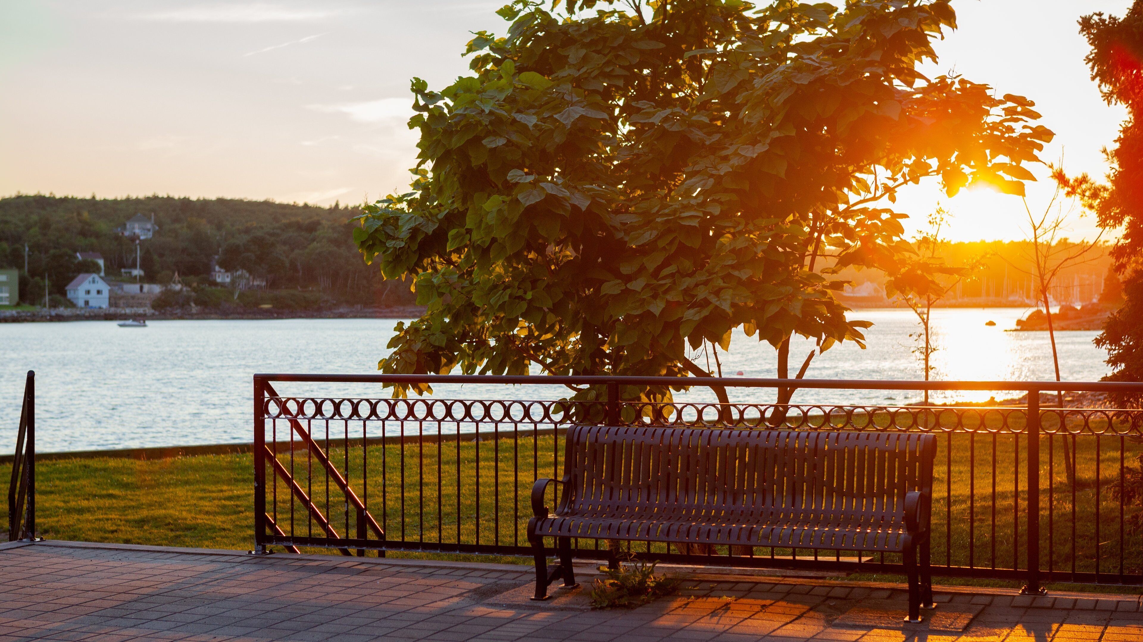 Point Pleasant Park featuring a sunset, a river or creek and a garden