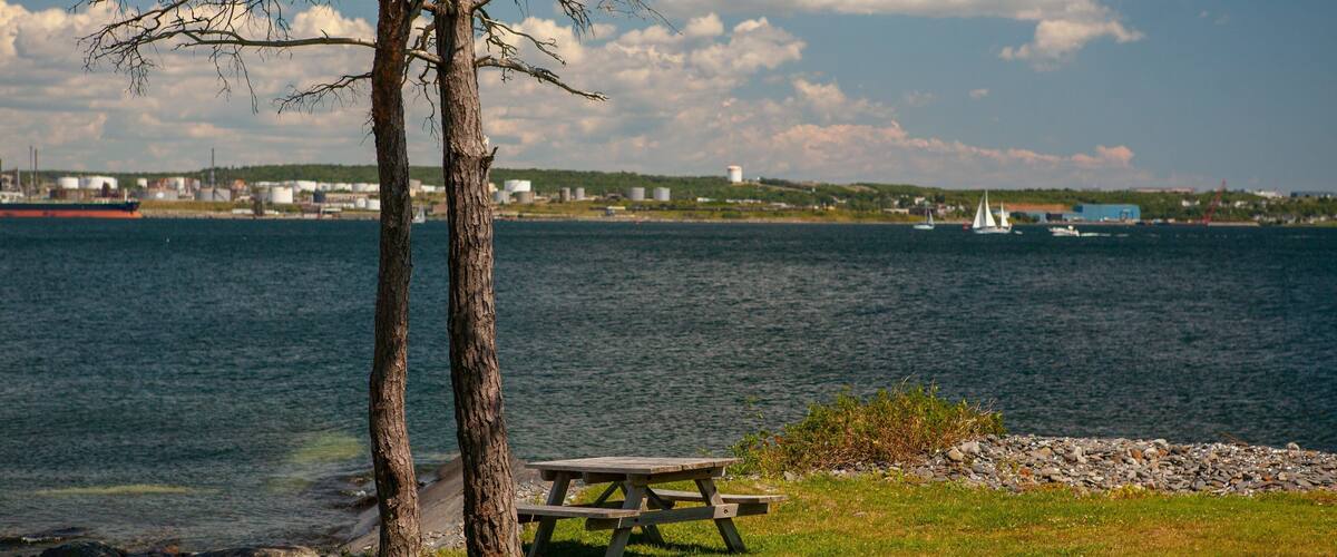 Point Pleasant Park featuring a river or creek and a garden