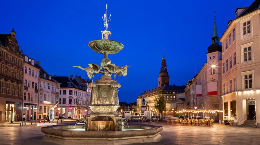 Amagertorv Square and Stork Fountain in the Old Town of Copenhag