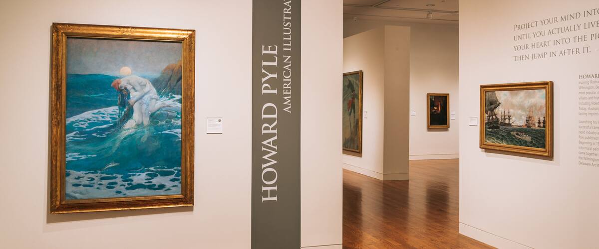 Delaware Art Museum which includes signage, art and interior views