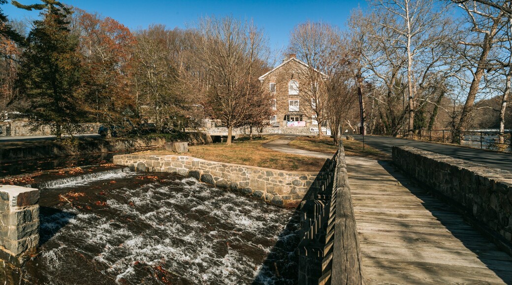 Hagley Museum and Library featuring a fountain and heritage elements