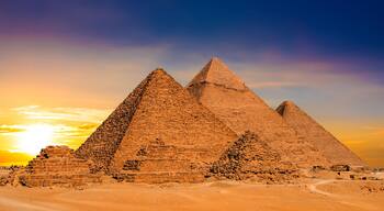Great Pyramids of Giza, Egypt, at sunset