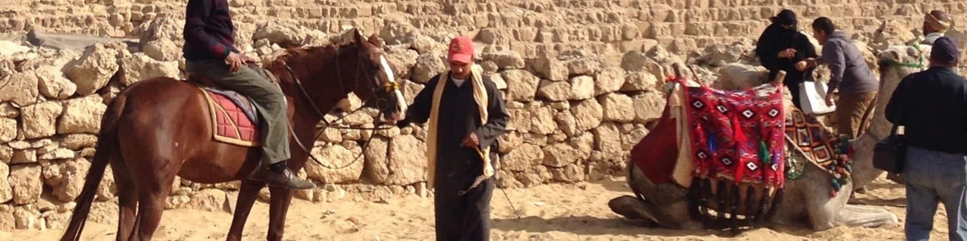 Horseback and camel rides at the Giza Pyramids.