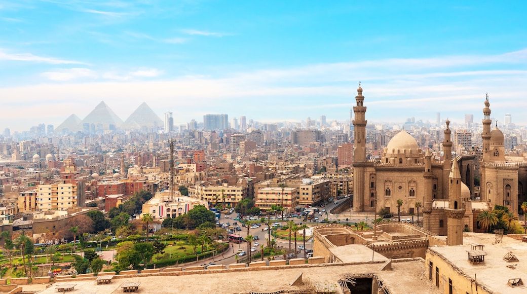 The Mosque-Madrassa of Sultan Hassan in the panorama of Cairo, Egypt