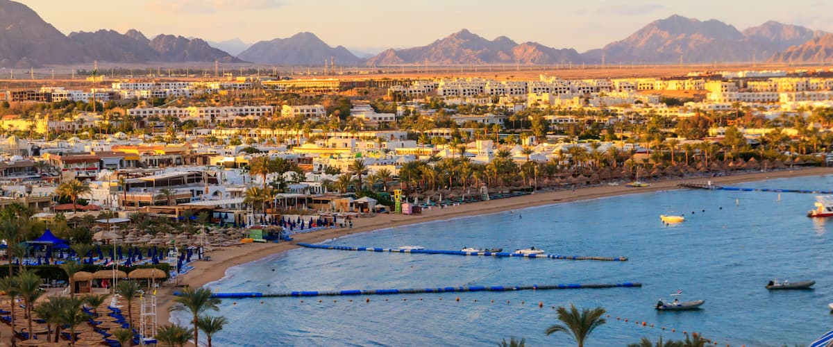 View of Naama Bay in Sharm El Sheikh, Egypt. View from above