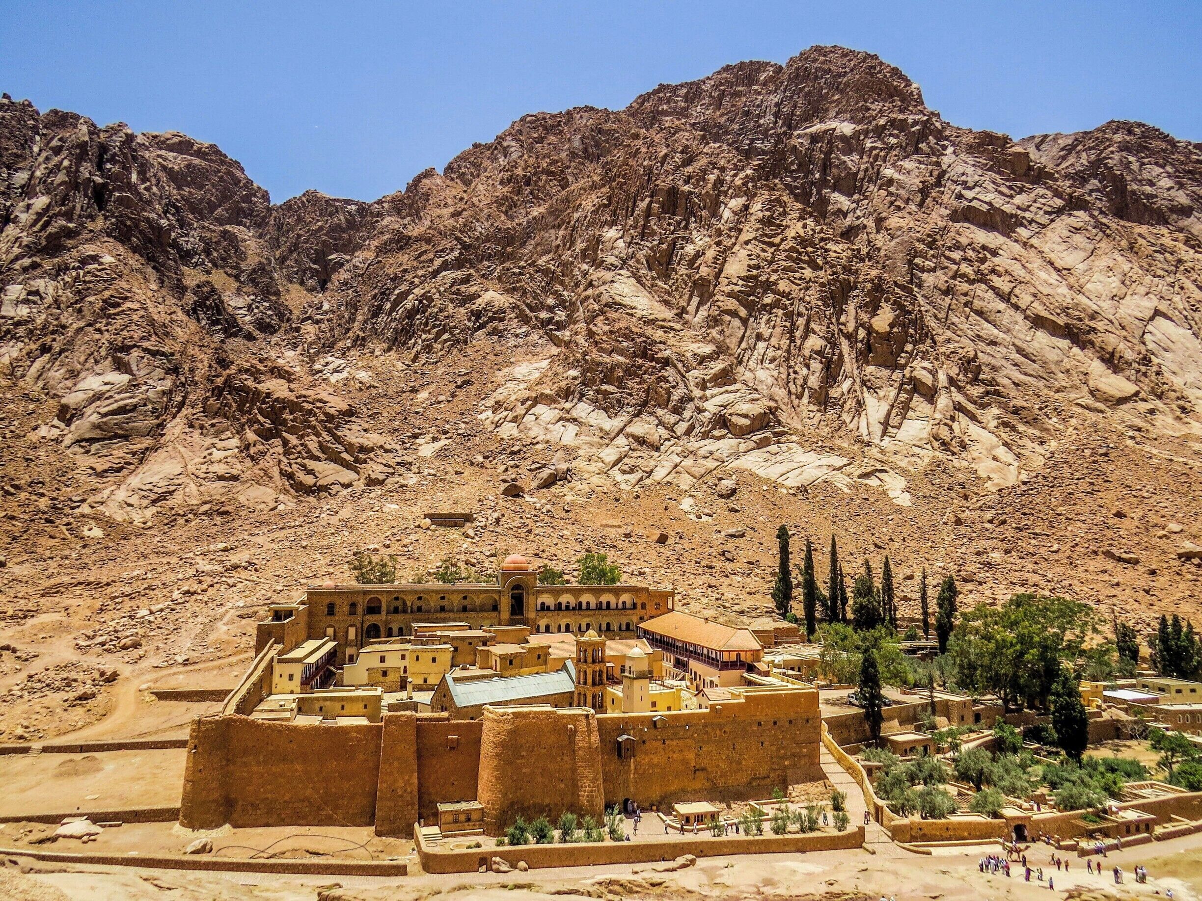 The UNESCO World Heritage Site of Saint Catherine's Monastery. It lies on the Sinai Peninsula, at the mouth of a gorge at the foot of Mount Sinai, in the city of Saint Catherine, Egypt.
