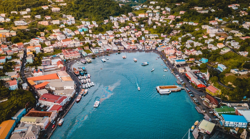 Tropical Caribbean City Port with boats and ships Grenada