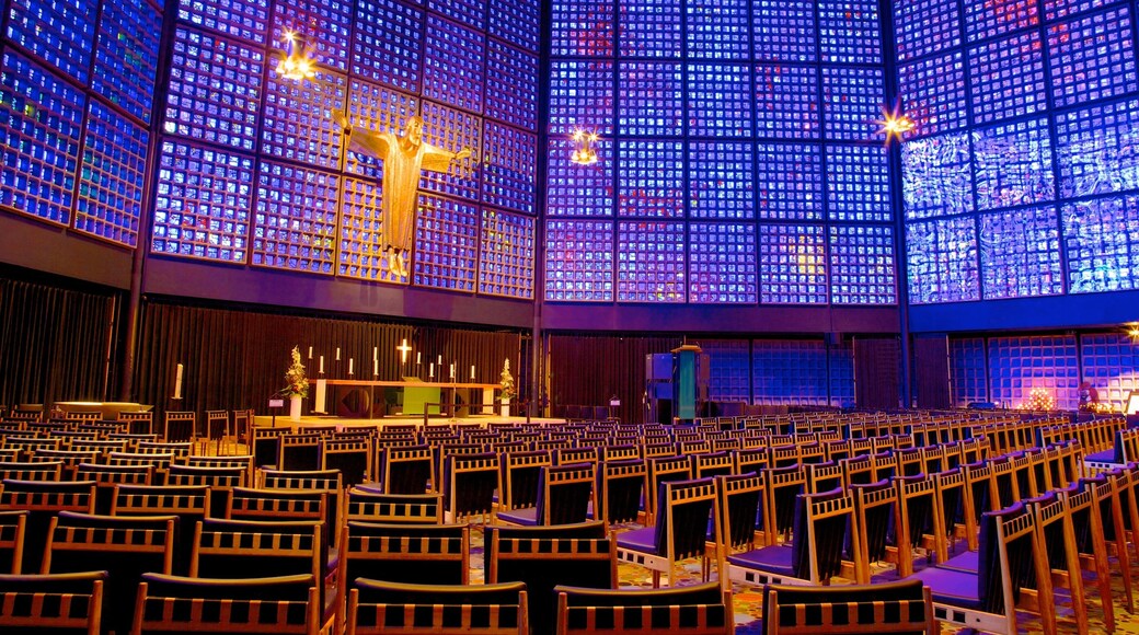 Iglesia conmemorativa del Káiser Guillermo mostrando vista interna, una iglesia o catedral y aspectos religiosos