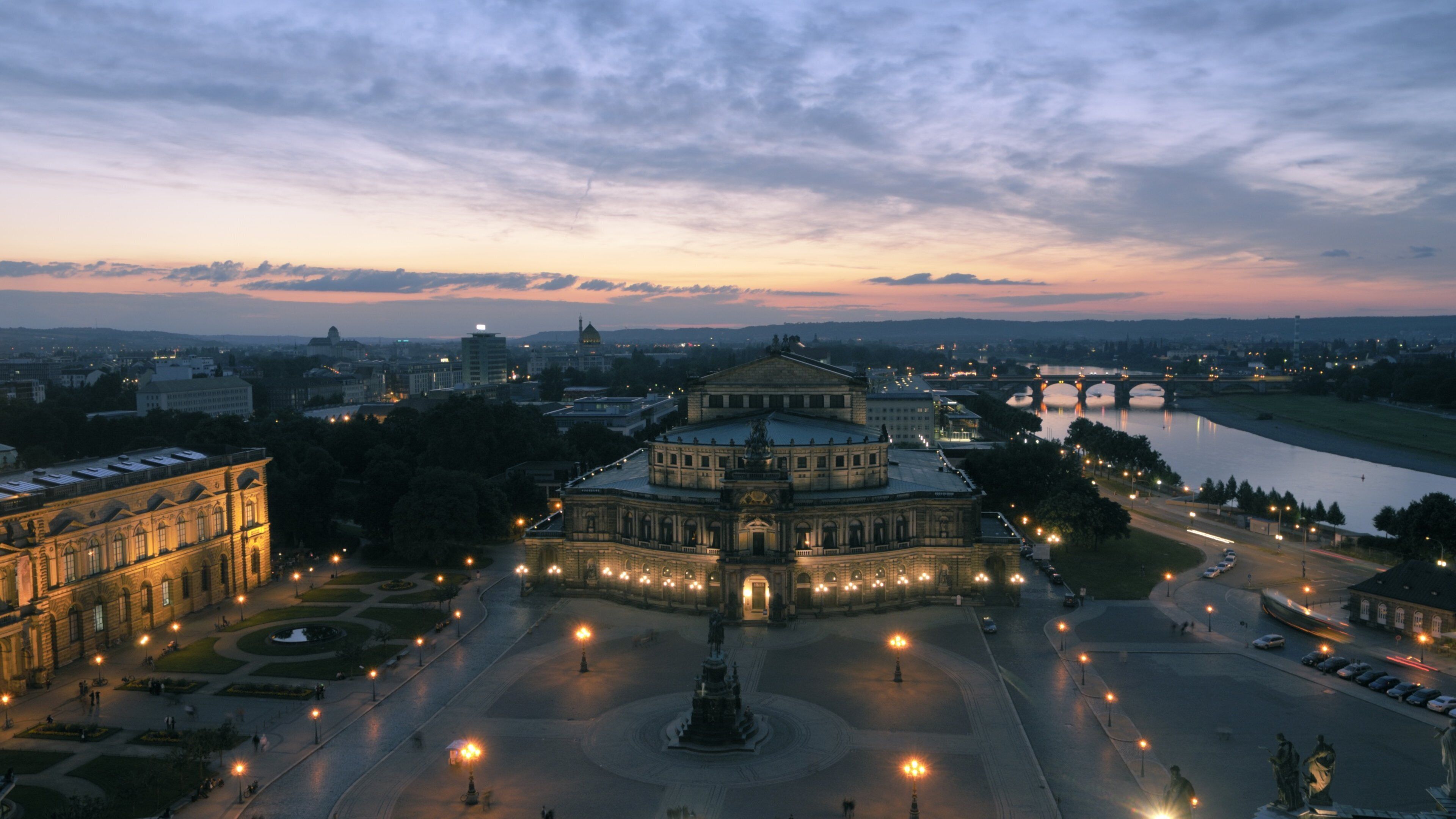 Theater Square which includes a sunset and a square or plaza