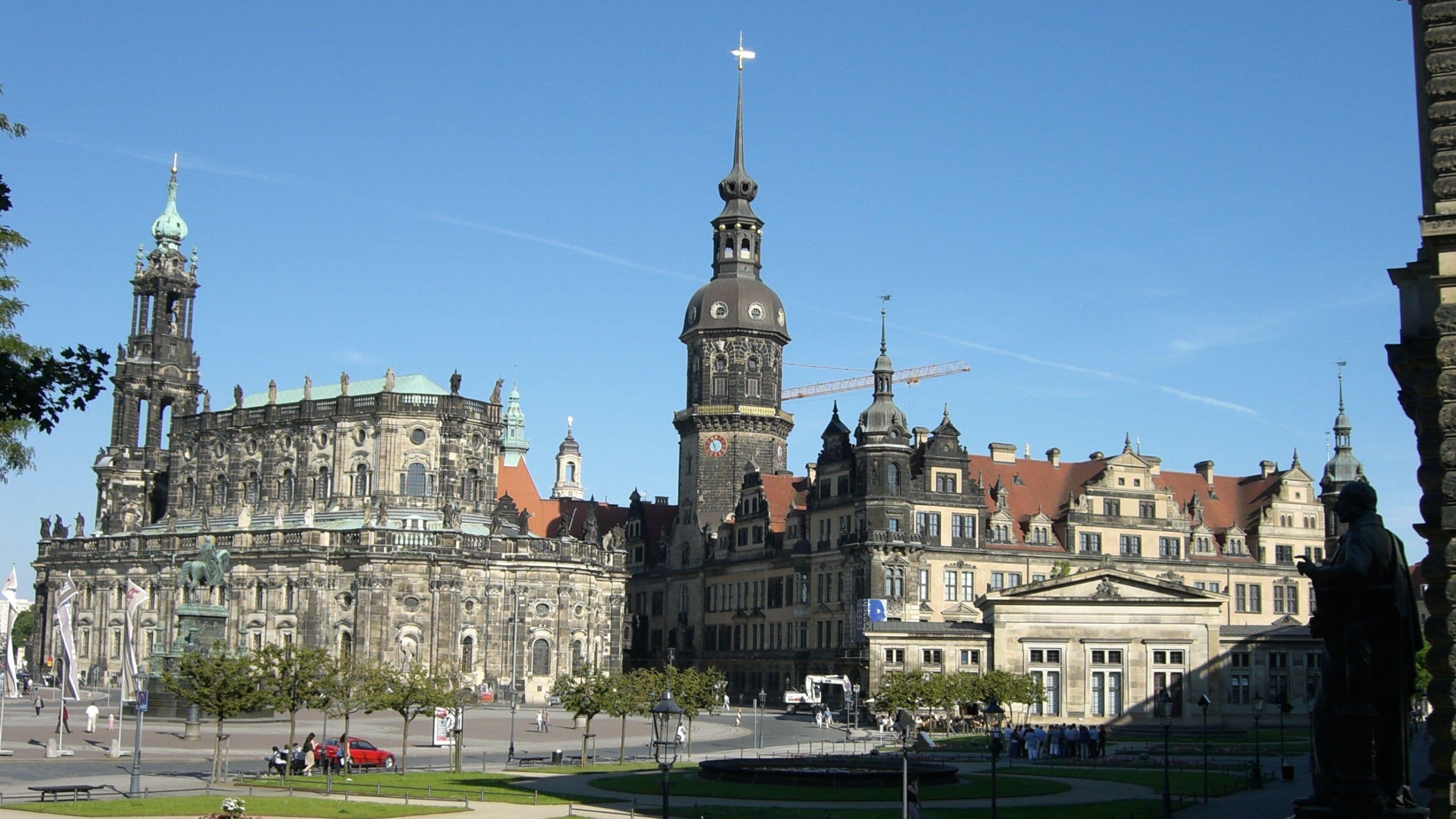 Theaterplatz which includes heritage elements and street scenes