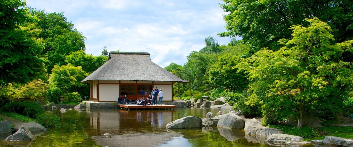 Japanischer Garten mit einem Park und Teich