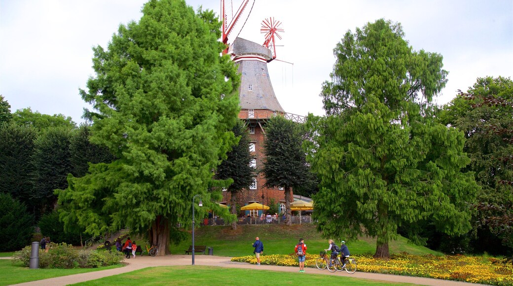 Am Wall showing a park, a windmill and wildflowers