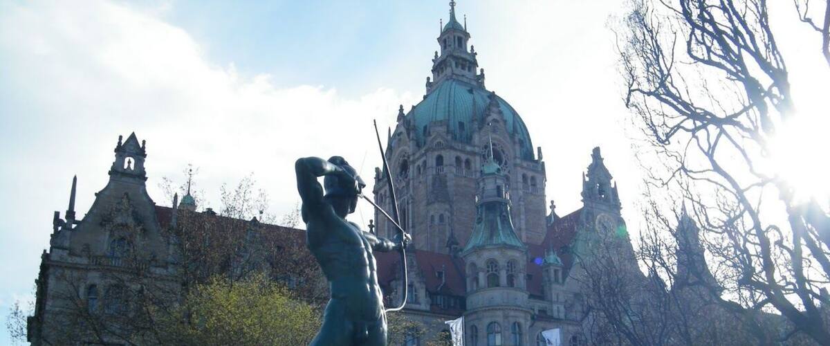 Known as The Green Archer, this bronze statue is clearly pointing at the Town Hall! #hanover #Germany #LifeAtExpedia