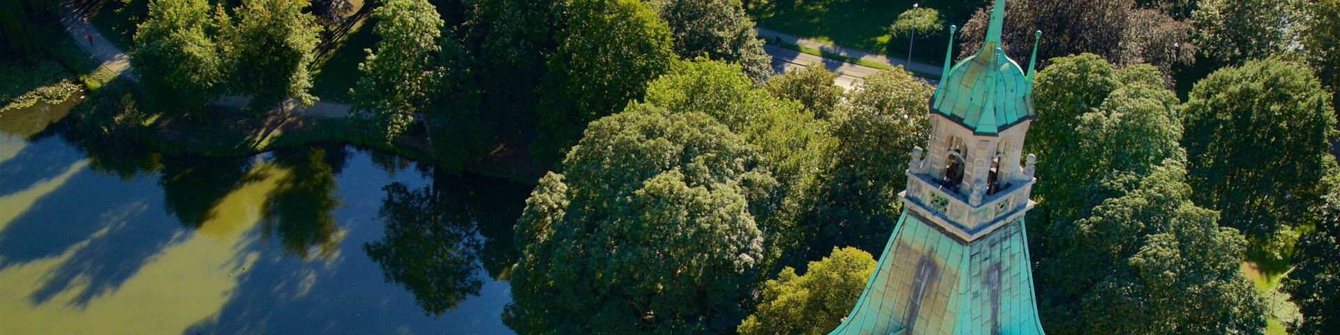 New Town Hall showing heritage elements and a garden