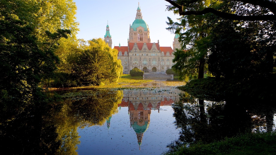 New Town Hall showing heritage architecture and a lake or waterhole