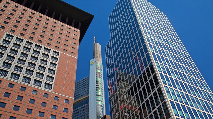 Commerzbank Tower showing a skyscraper and a city