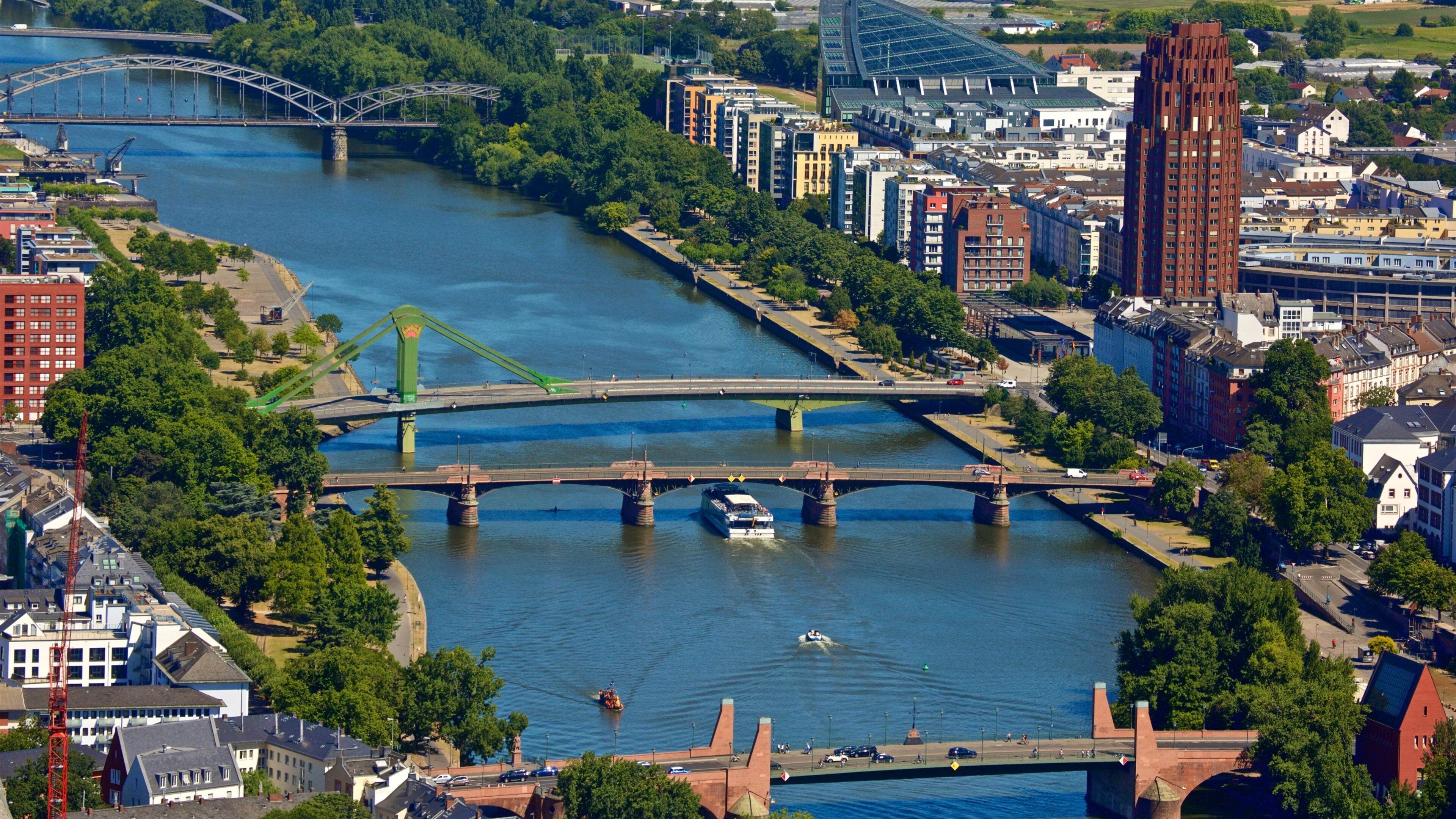 Maintower showing landscape views, a city and a river or creek