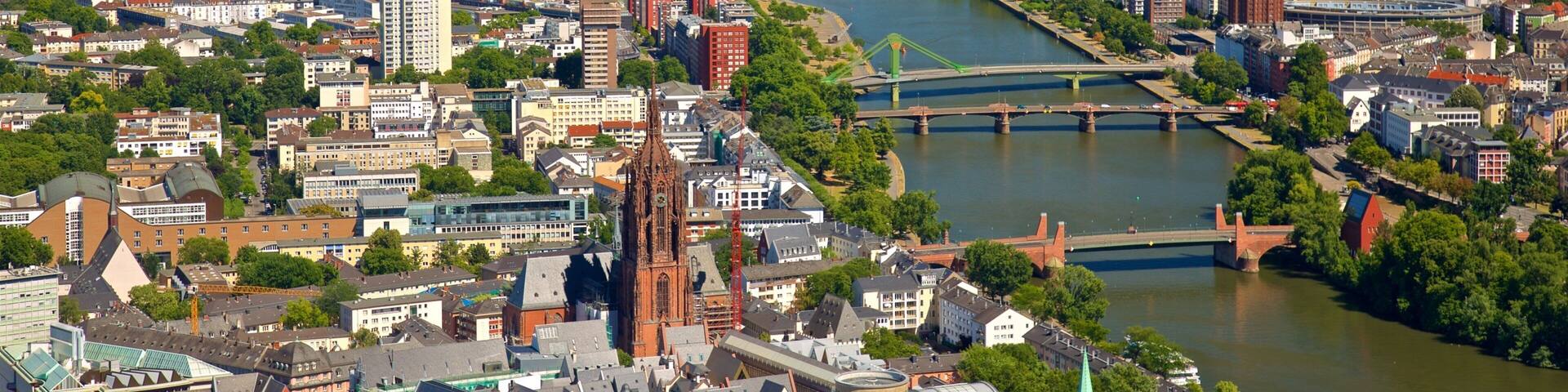 Maintower showing a city, a river or creek and landscape views