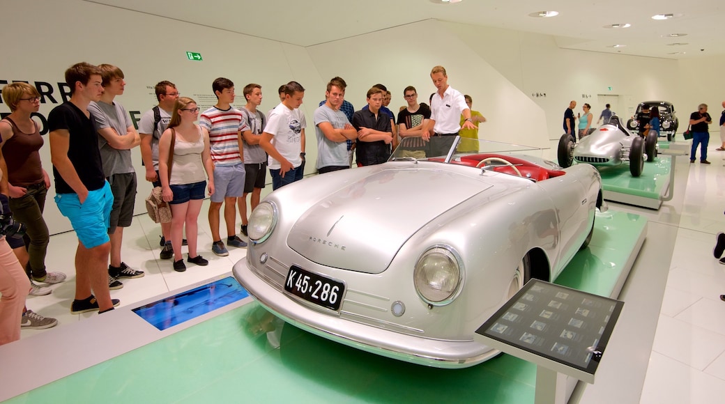 Porsche Museum which includes interior views as well as a large group of people