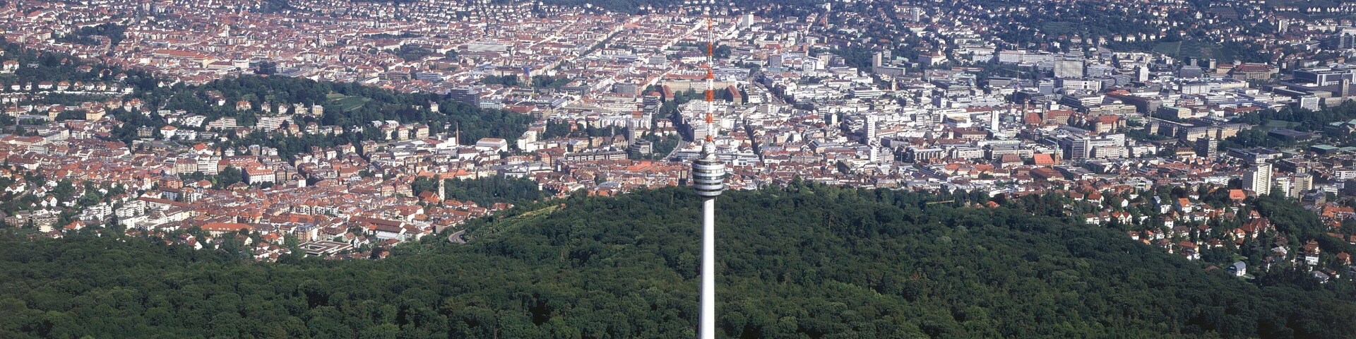 Stuttgart TV Tower showing a city and a high rise building