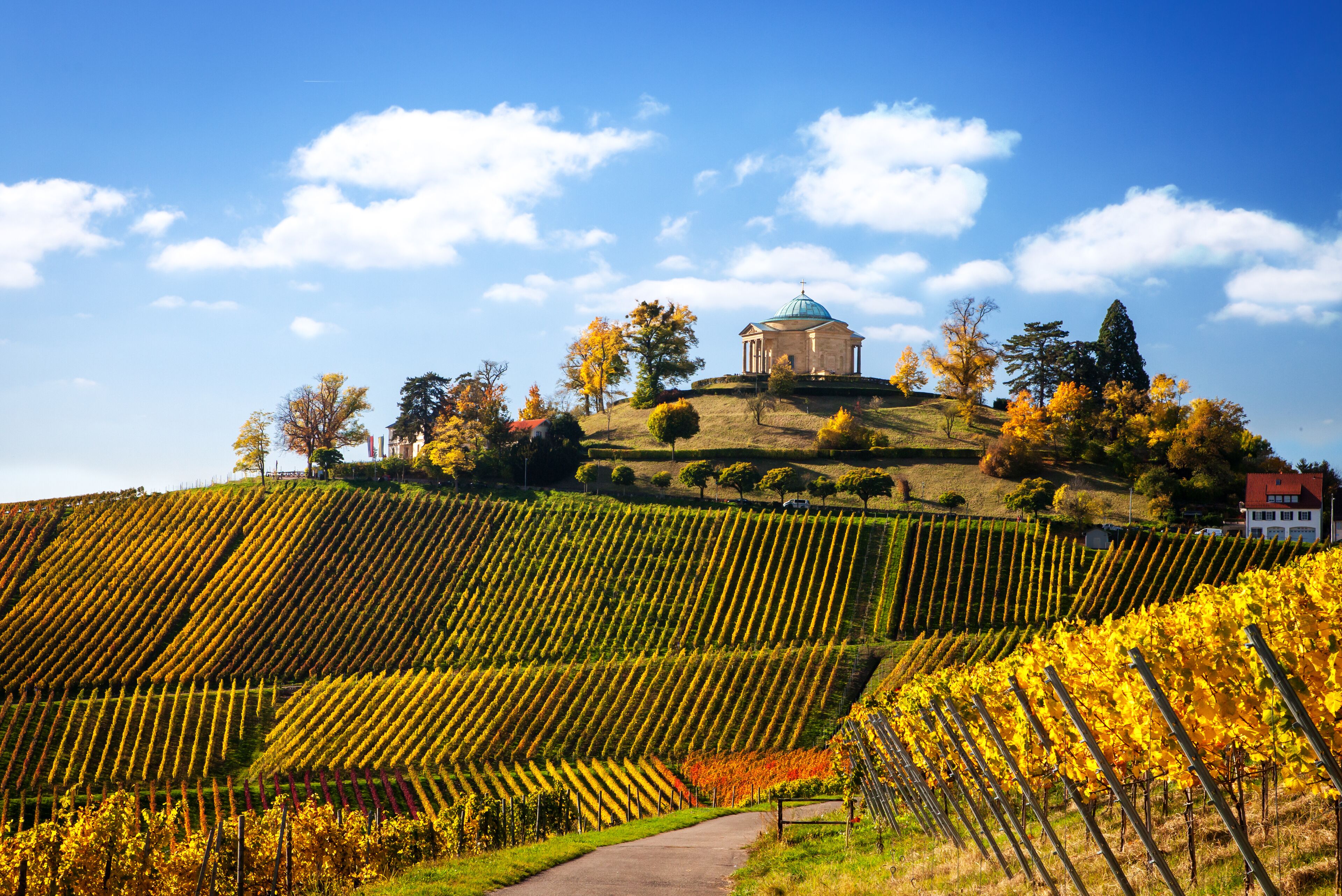 Germany Stuttgart View of mausoleum Rotenberg in the vineyards in autumn, Shutterstock ID 745771834, SF SSA Case with Manager Approval: Case 07151371, Job: Prepay credit, Client/Licensee: , Other: