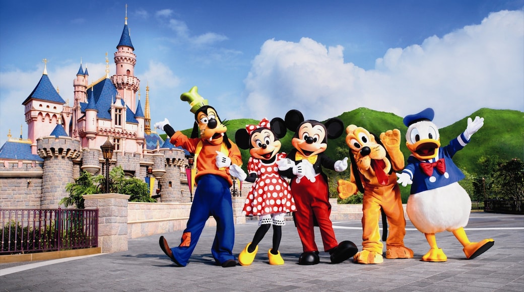 Hong Kong Disneyland which includes performance art and rides